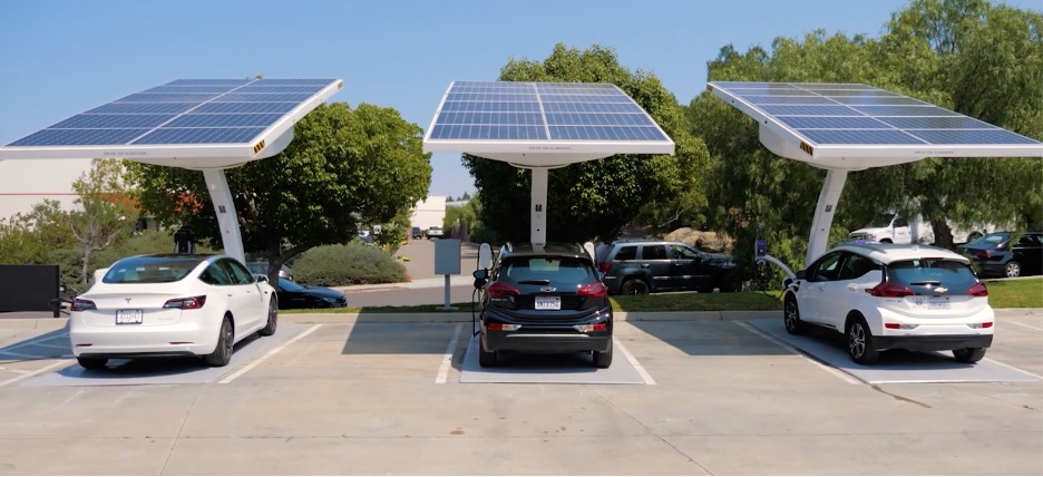 cars under solar pannels